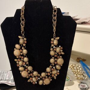 Elegant Gold and Cream Statement Necklace
